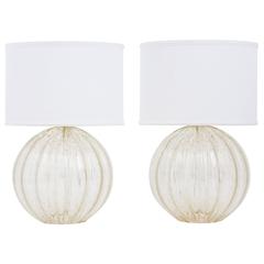 Pair of Murano "Pulegoso" Glass Globe Lamps 5