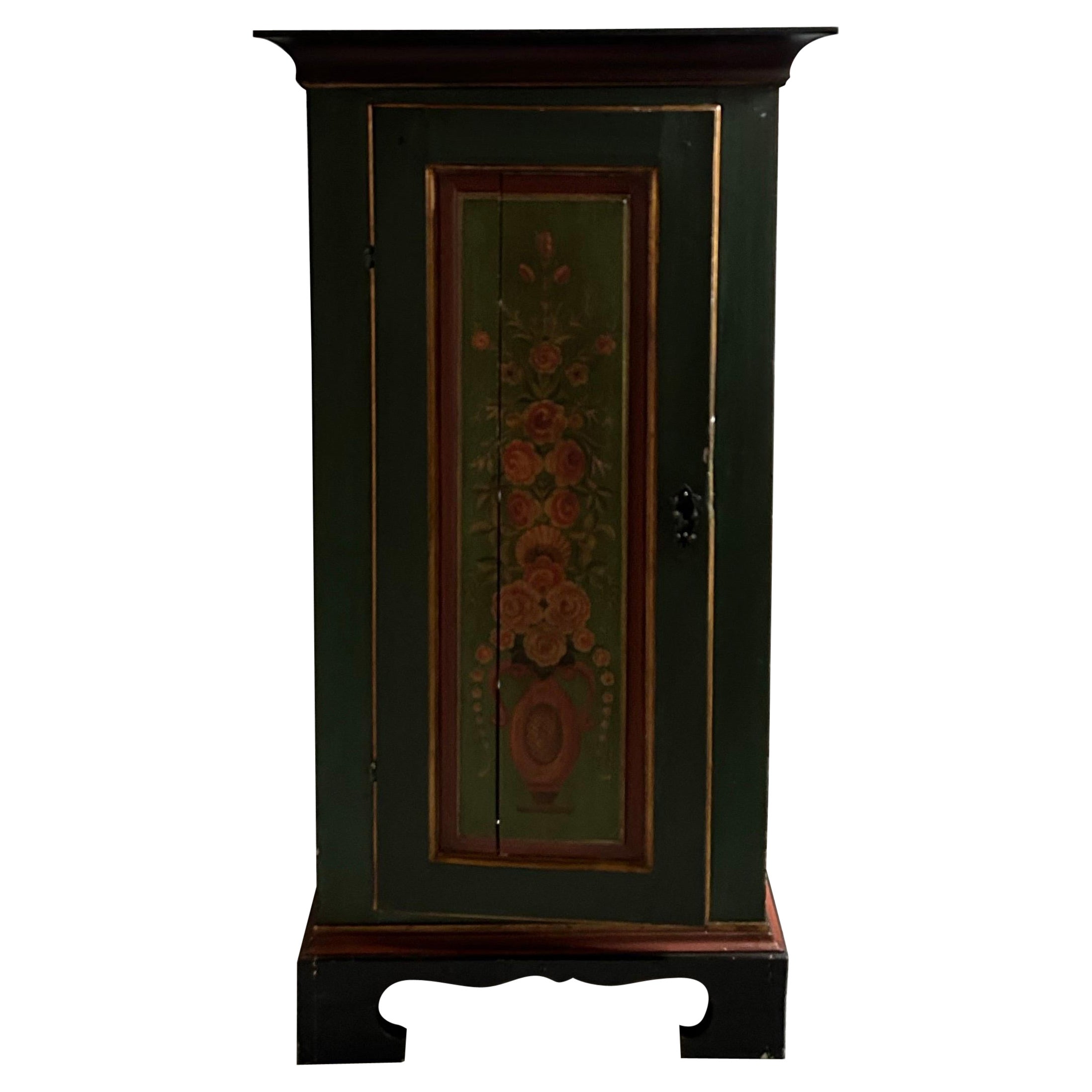 Schwedischer Volkskunstschrank mit Originalbemalung, Schweden 1890er Jahre.