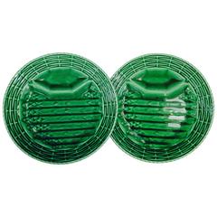 1920s Pair of French Majolica Sarreguemines Asparagus Plates