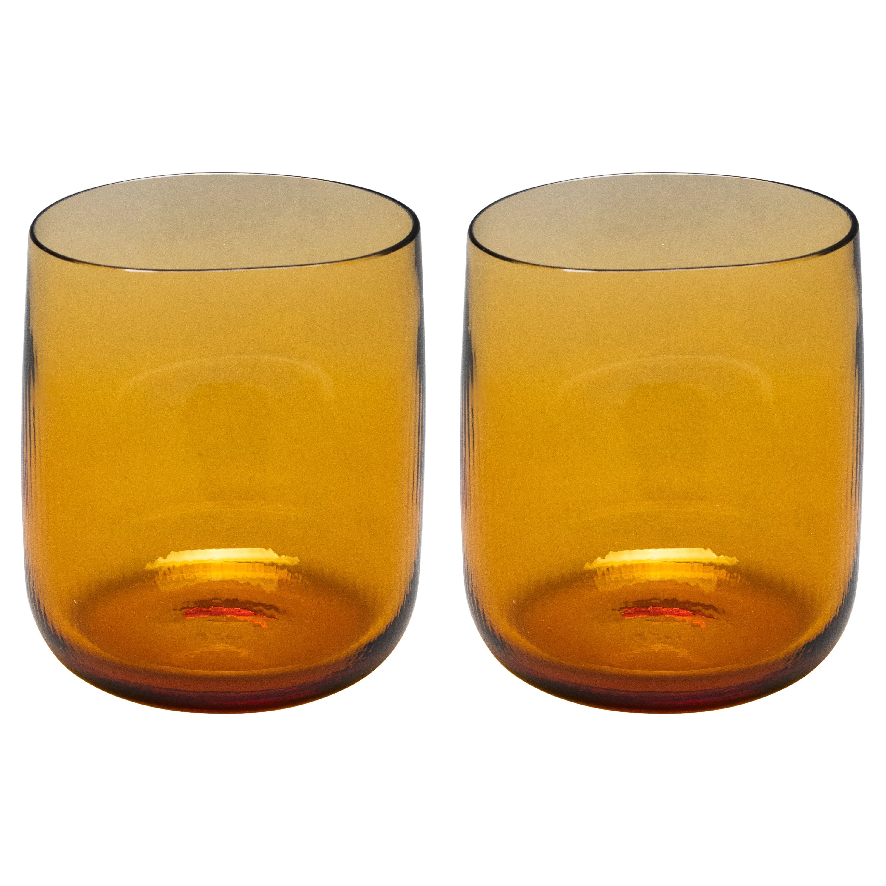 21st Century Federico Peri Stilla Liquida Amber Yellow Large 2-Tumblers Murano