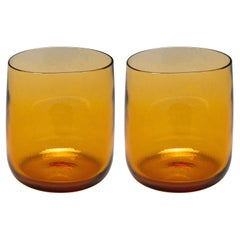 21st Century Federico Peri Stilla Liquida Amber Yellow Large 2-Tumblers Murano