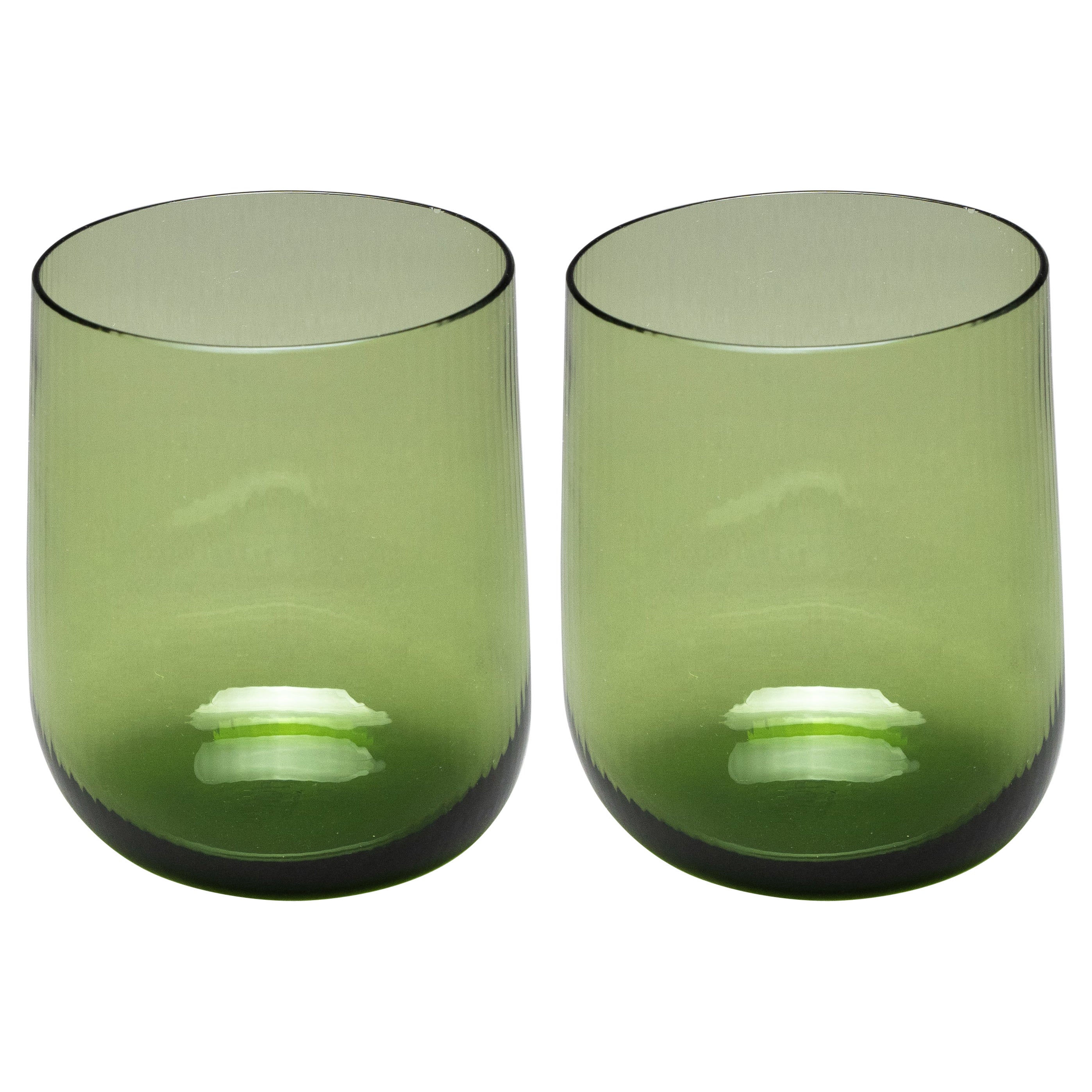 21st Century Federico Peri Stilla Liquida Moss Green Large 2-Tumblers Murano