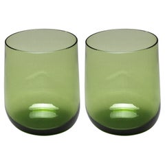 21st Century Federico Peri Stilla Liquida Moss Green Large 2-Tumblers Murano
