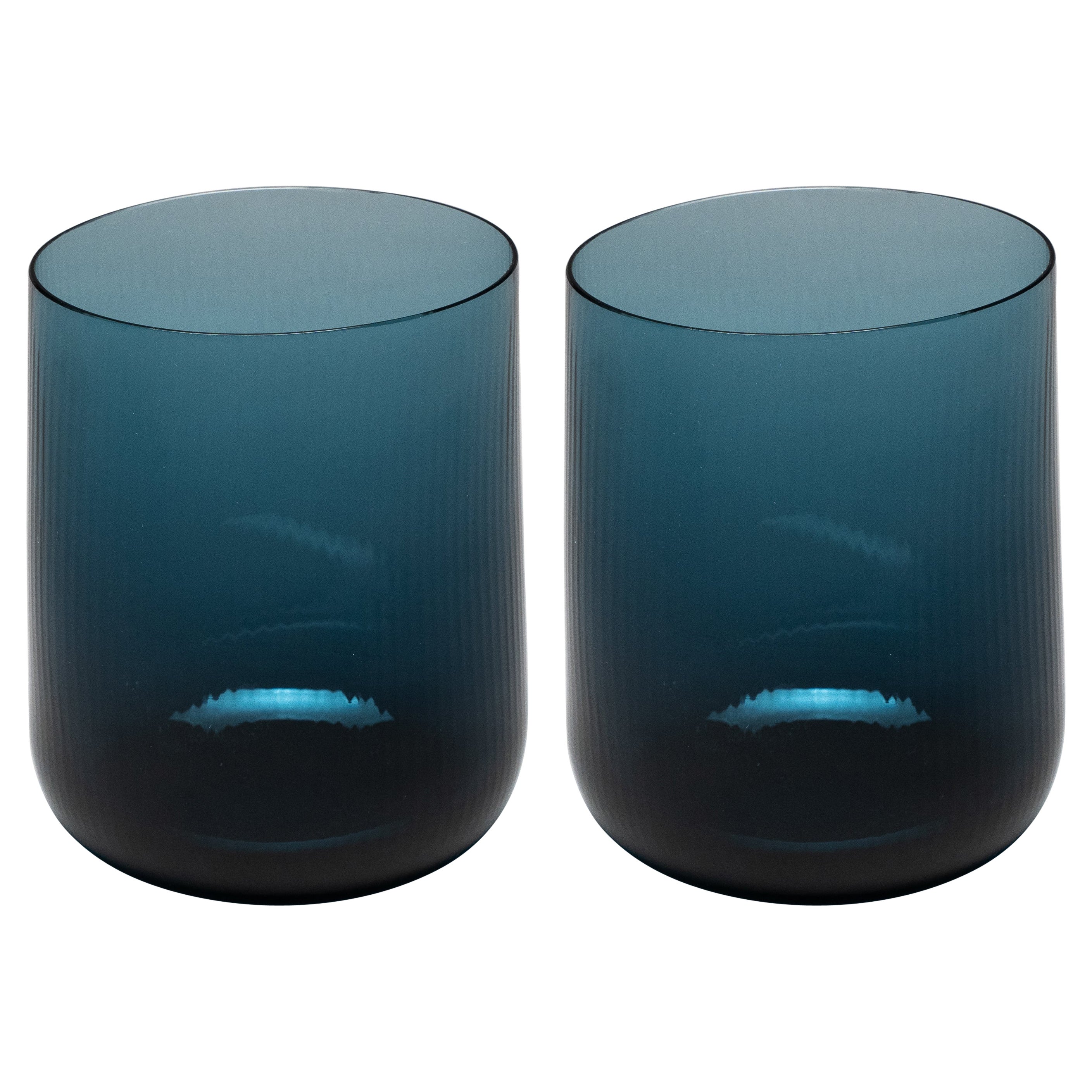 21st Century Federico Peri Stilla Liquida Deep Blue Large 2-Tumblers Murano