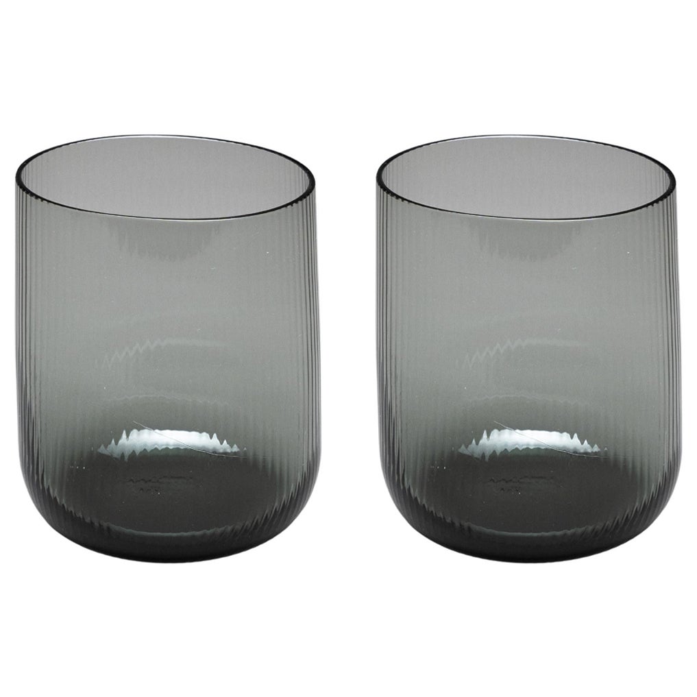 21st Century Federico Peri Stilla Liquida Steel Grey Large 2-Tumblers Murano