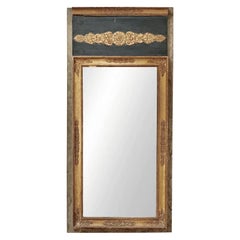 French Mirror, Carved and Gilded, Blue Polychrome, Directoire Period