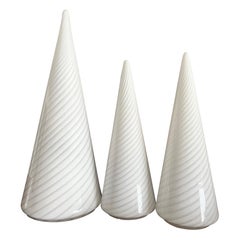 Trittico Lampade da Tavolo Vetri Murano Vintage 1960