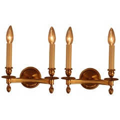 Pair of Classic Design Bronze Wall Sconces by Maison Charles