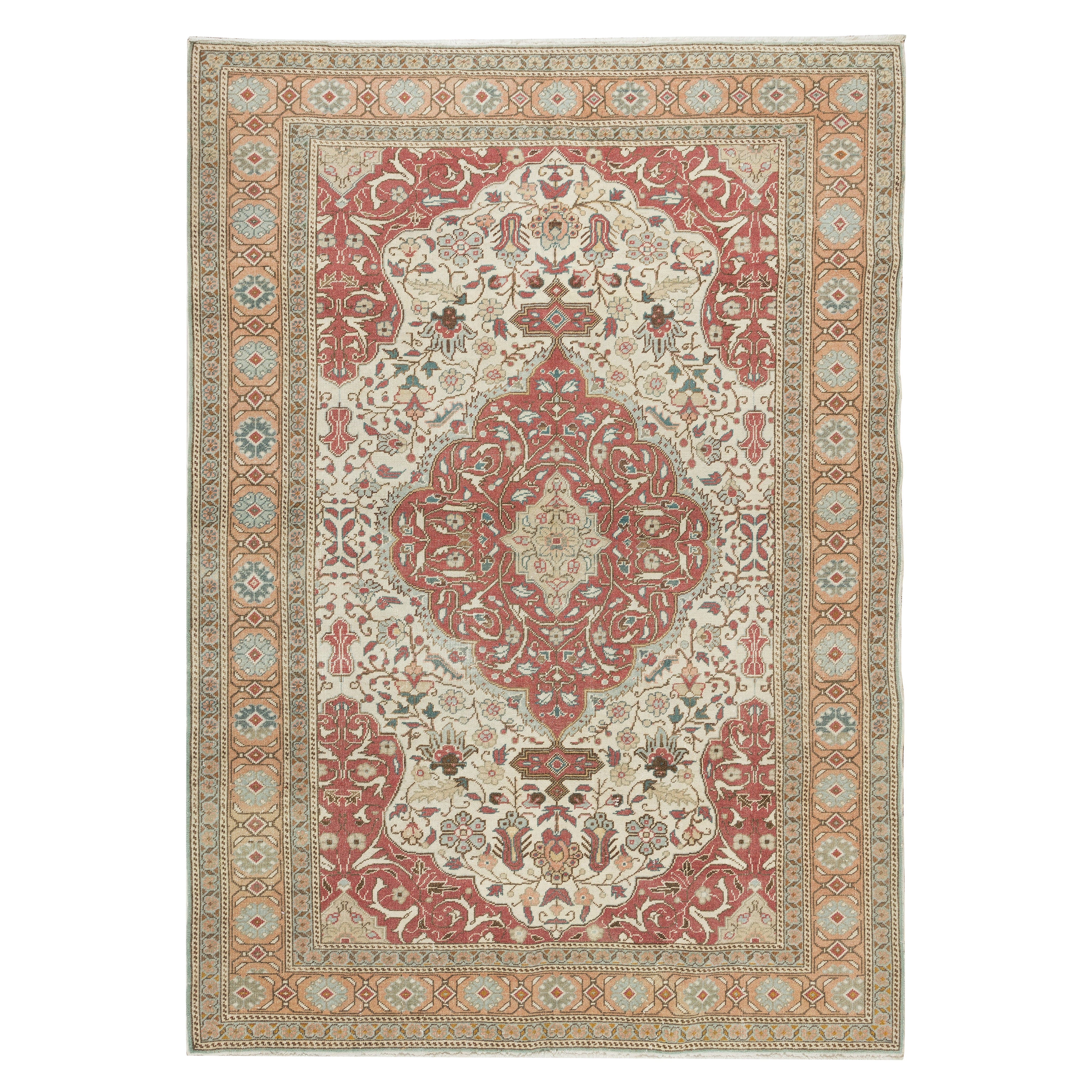 5x7 ft Fine Vintage Turkish Kysari - Kayseri Rug with Medallion Design, All Wool