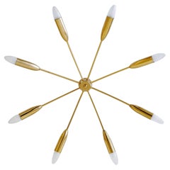 Grand lustre ou plafonnier Spoutnik à huit branches, Allemagne, 1970
