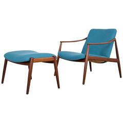 Hartmut Lohmeyer Teak Easy Chair with Ottoman by Wilkhahn