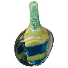 Handcrafted "Cut Ice" vase in the shape of a fish, by Michael Harris for Mdina