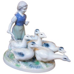 1950s Gerold Porzellan Bavaria Porcelain Figure, Traditional German Style