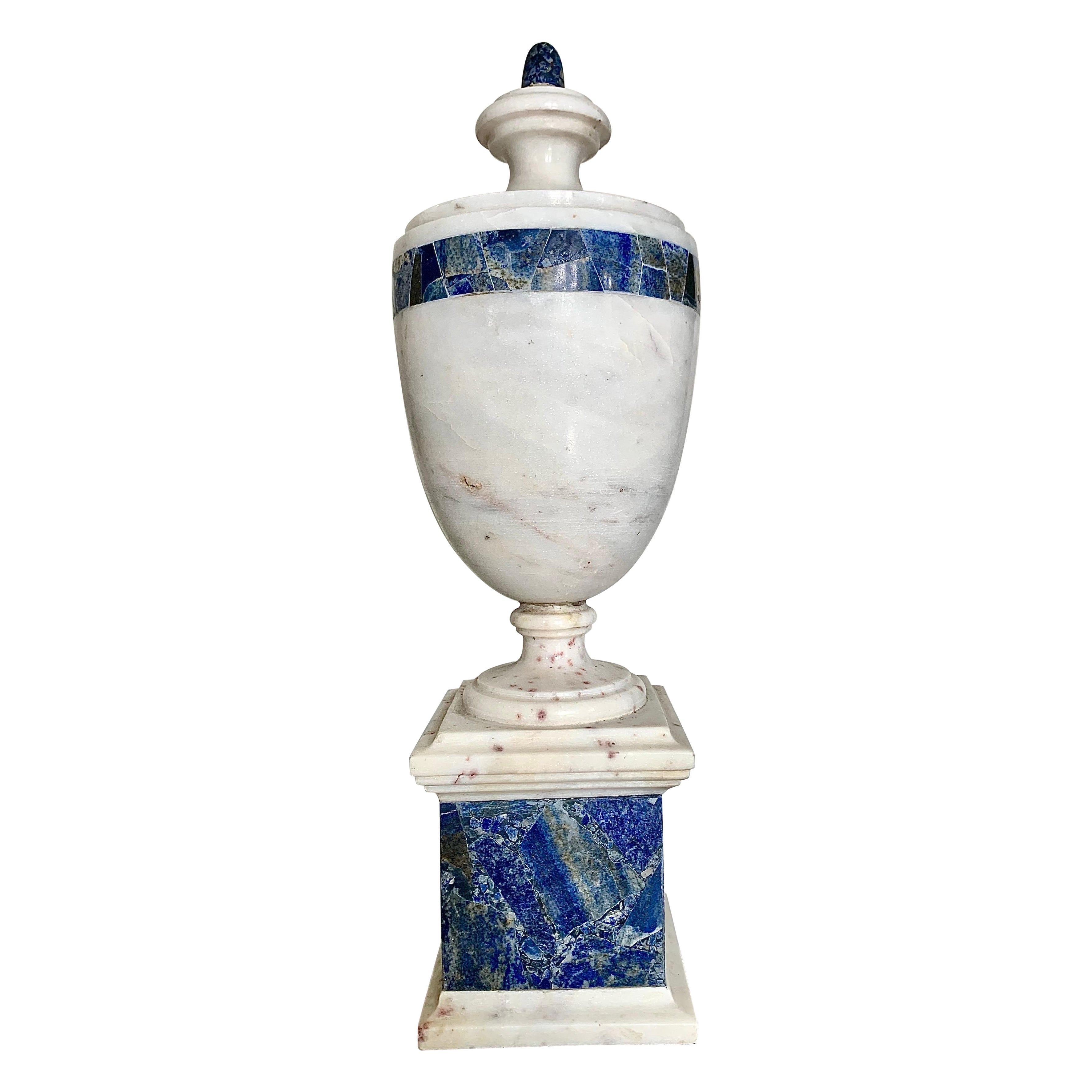 Vaso a urna Grand Tour in lapislazzuli e marmo