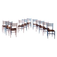 Conjunto de doce sillas Chiavari modelo "Baletta", Italia, años 60