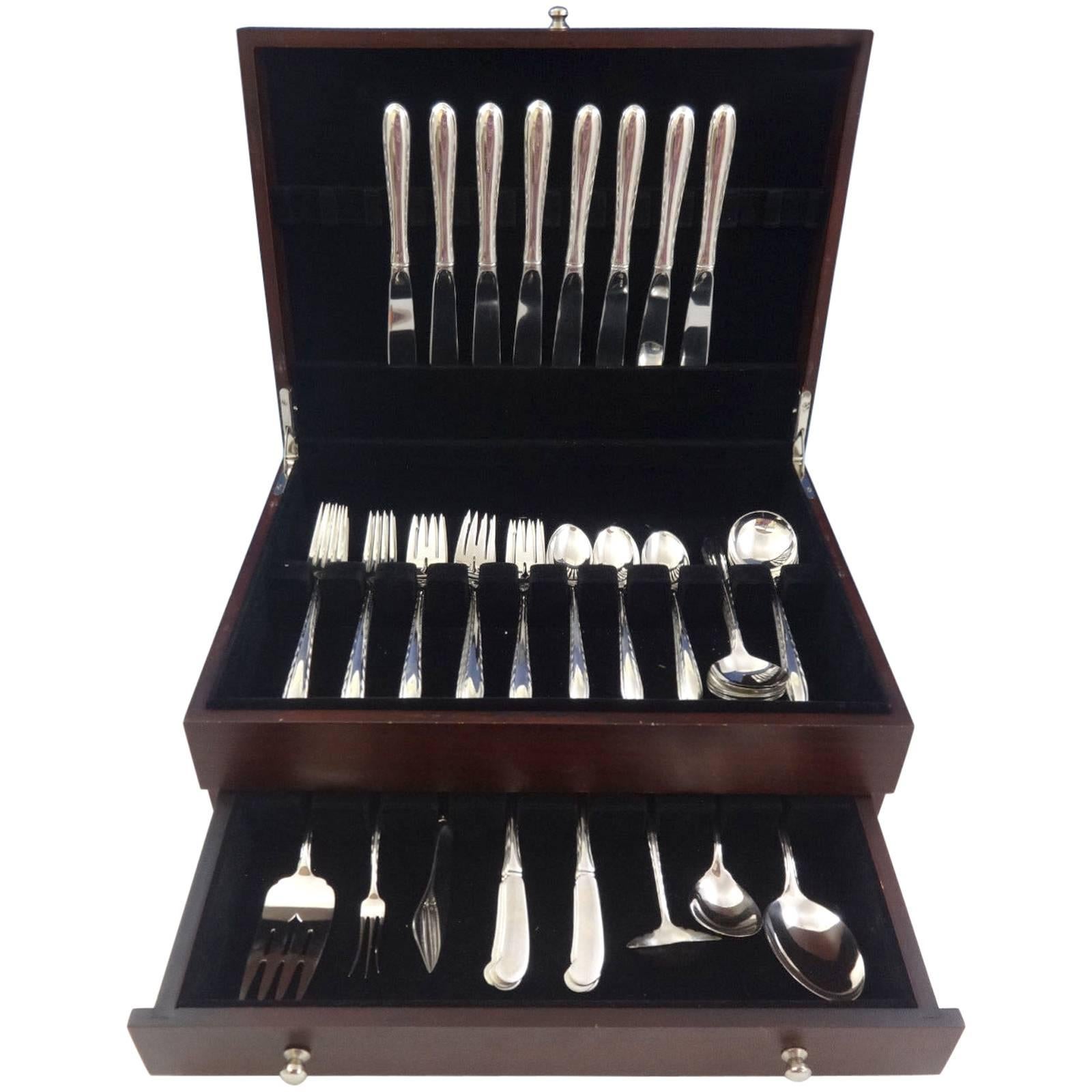 Silver Flutes by Towle Sterling Silver Flatware Set for Eight Service 54 Pieces