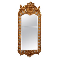 Antique 18th Century Rococo Mirror with Lenses, Faceted Mercury Glass & Gilded Frame