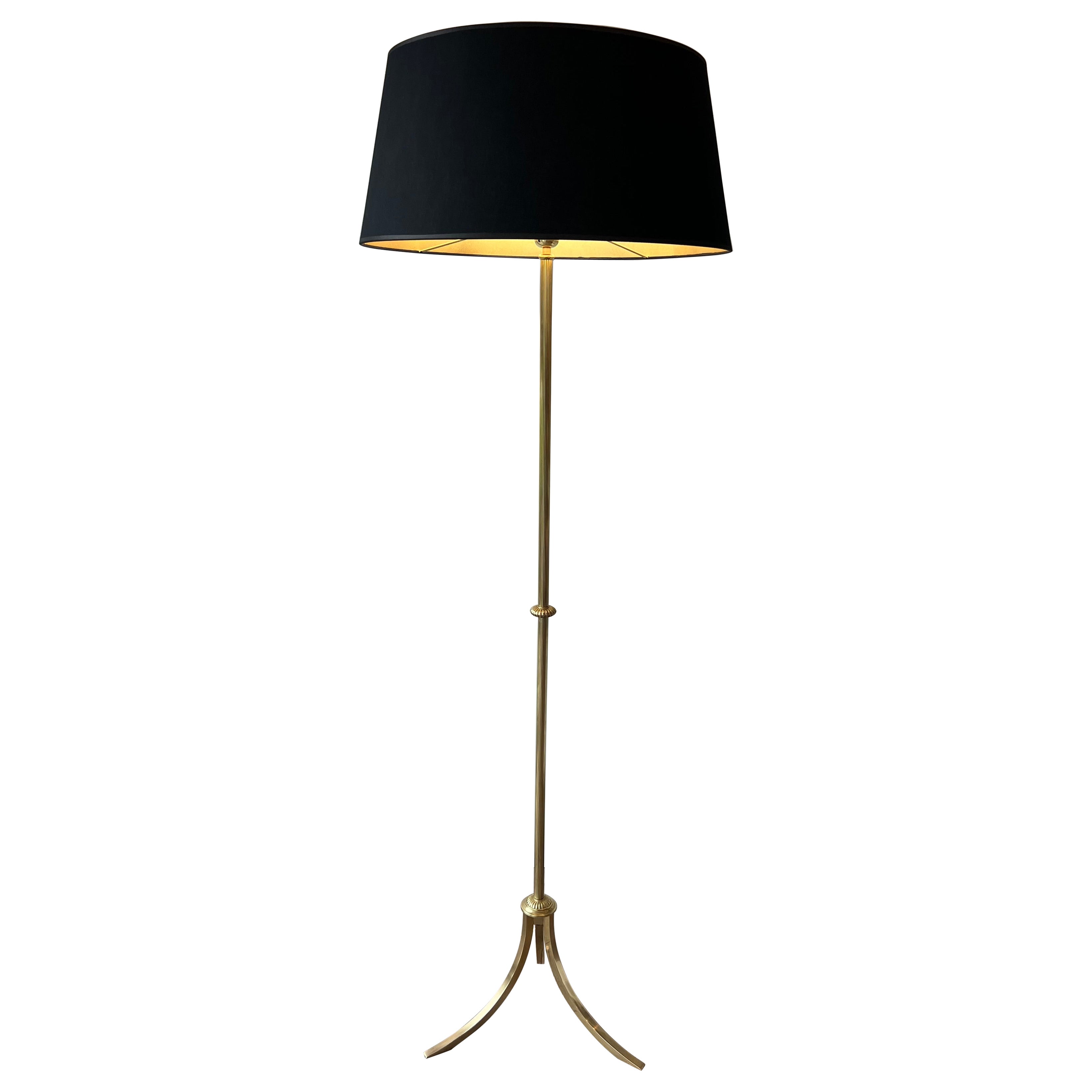 1940s French Neoclassical style brass floor lamp, Maison Jansen