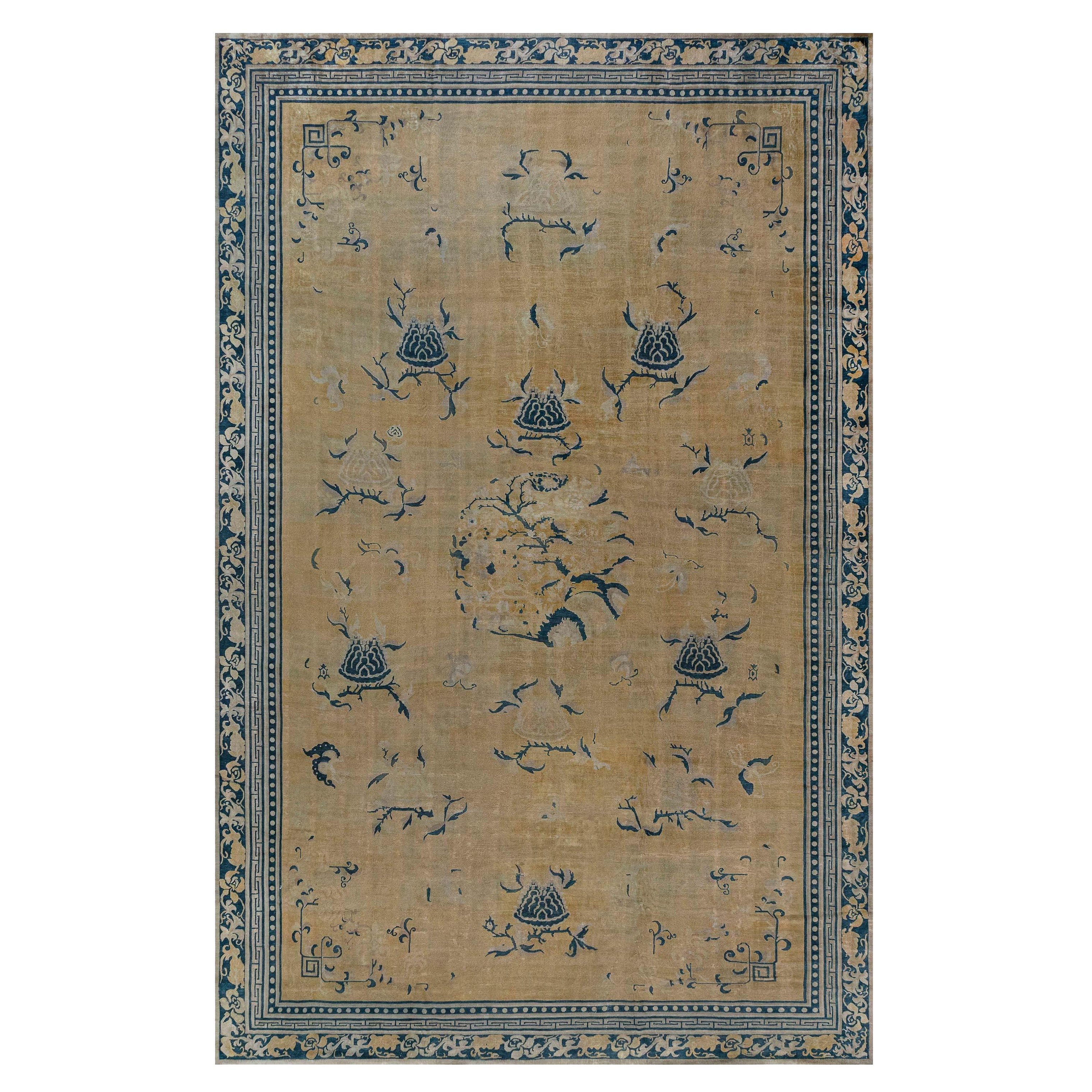 Doris Leslie Blau Antique Chinese Yellow Handwoven Wool Rug