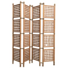 Four-Panel Danish Solid Walnut Room Divider