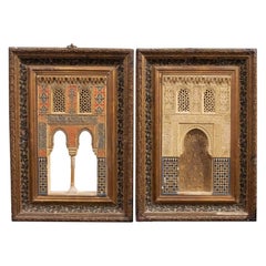 Paire de mannequins en bois sculpté et polychrome des années 1875, de style arab-Andalusian.
