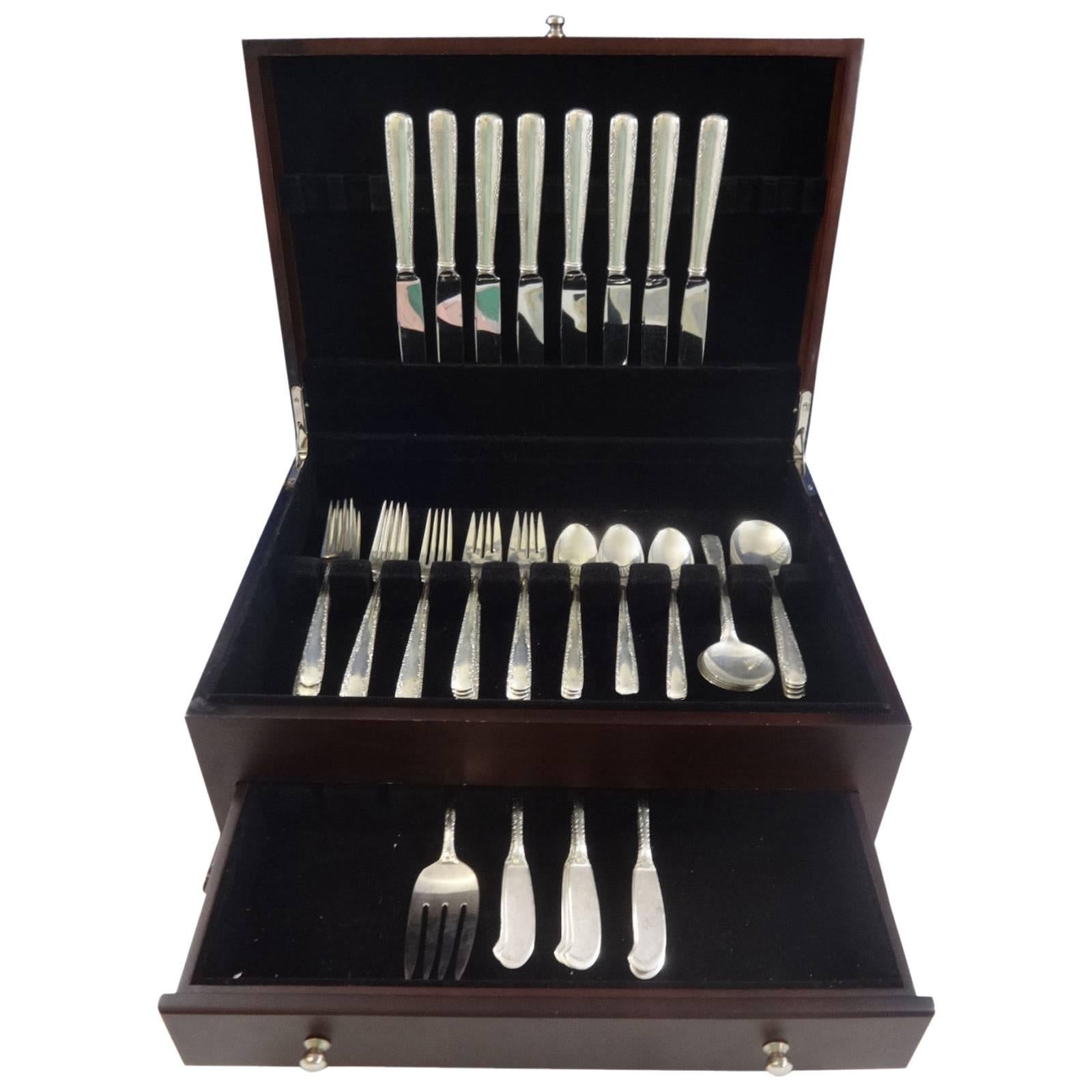 Camellia by Gorham Sterling Silver Flatware Set 8 Service Luncheon 49 Pcs For Sale