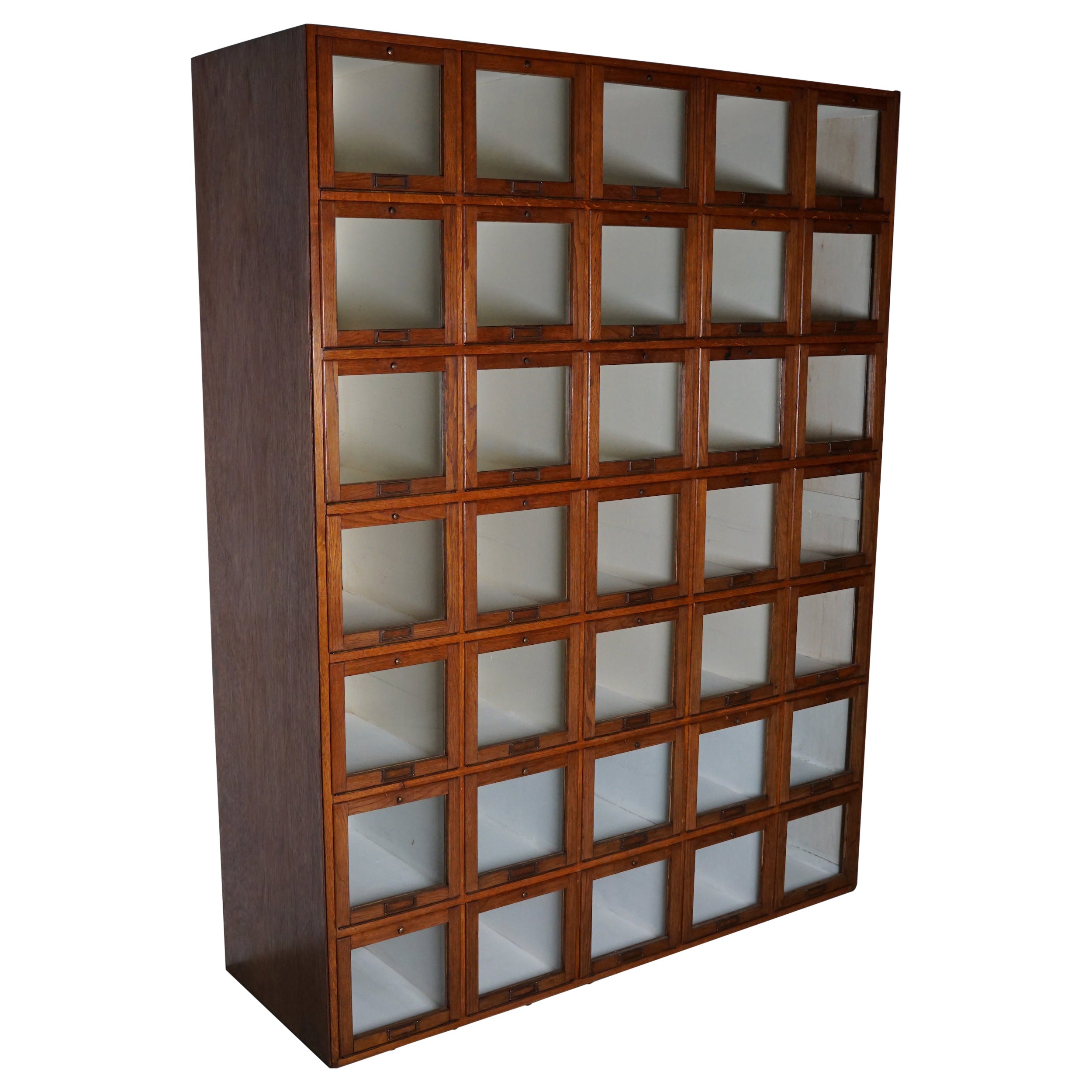 Antique Large Dutch Oak Haberdashery Shop Cabinet Folding Doors, 1920/30s For Sale