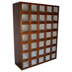 Antique Large Dutch Oak Haberdashery Shop Cabinet Folding Doors, 1920/30s