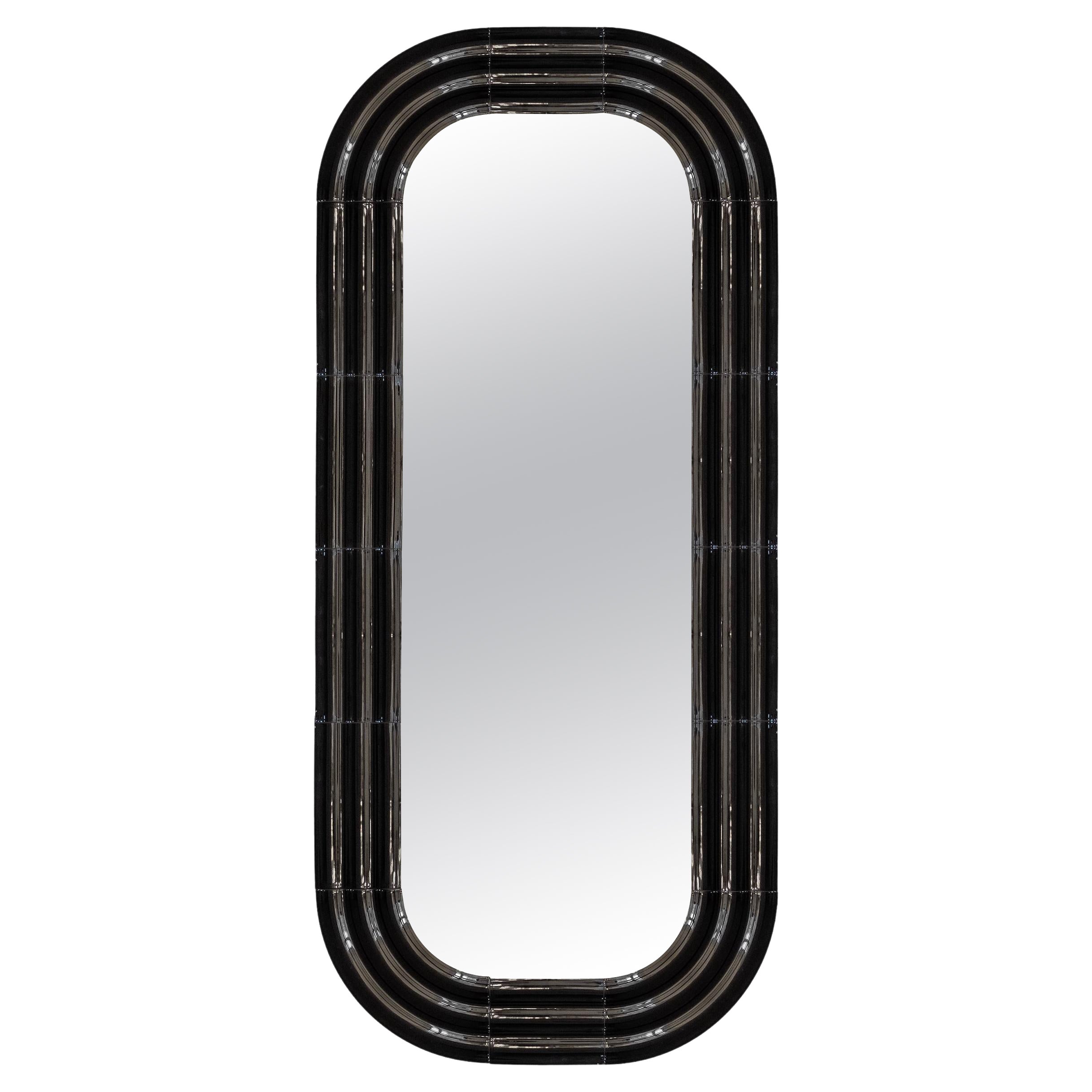 Miroir contemporain en céramique 'ELO 4' par Pani Jurek, 180 Black