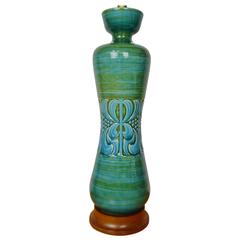 Large Blue/Green Mid-Century Ceramic Lamp