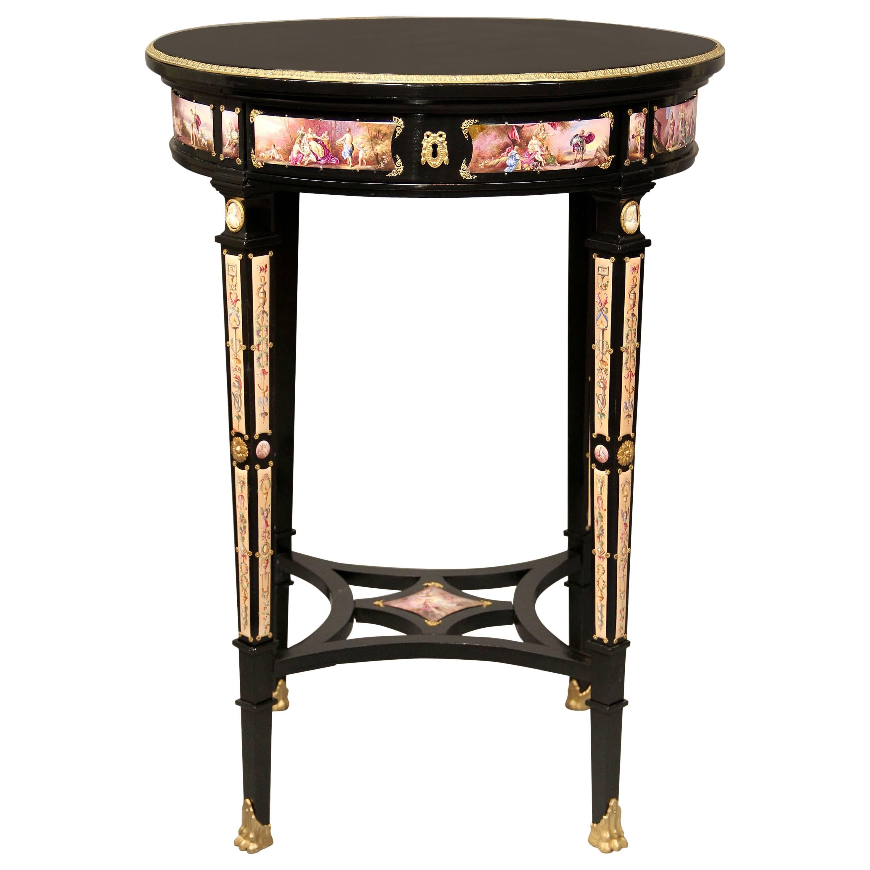 Special Late 19th Century Gilt Bronze and Viennese Enamel Lamp Table