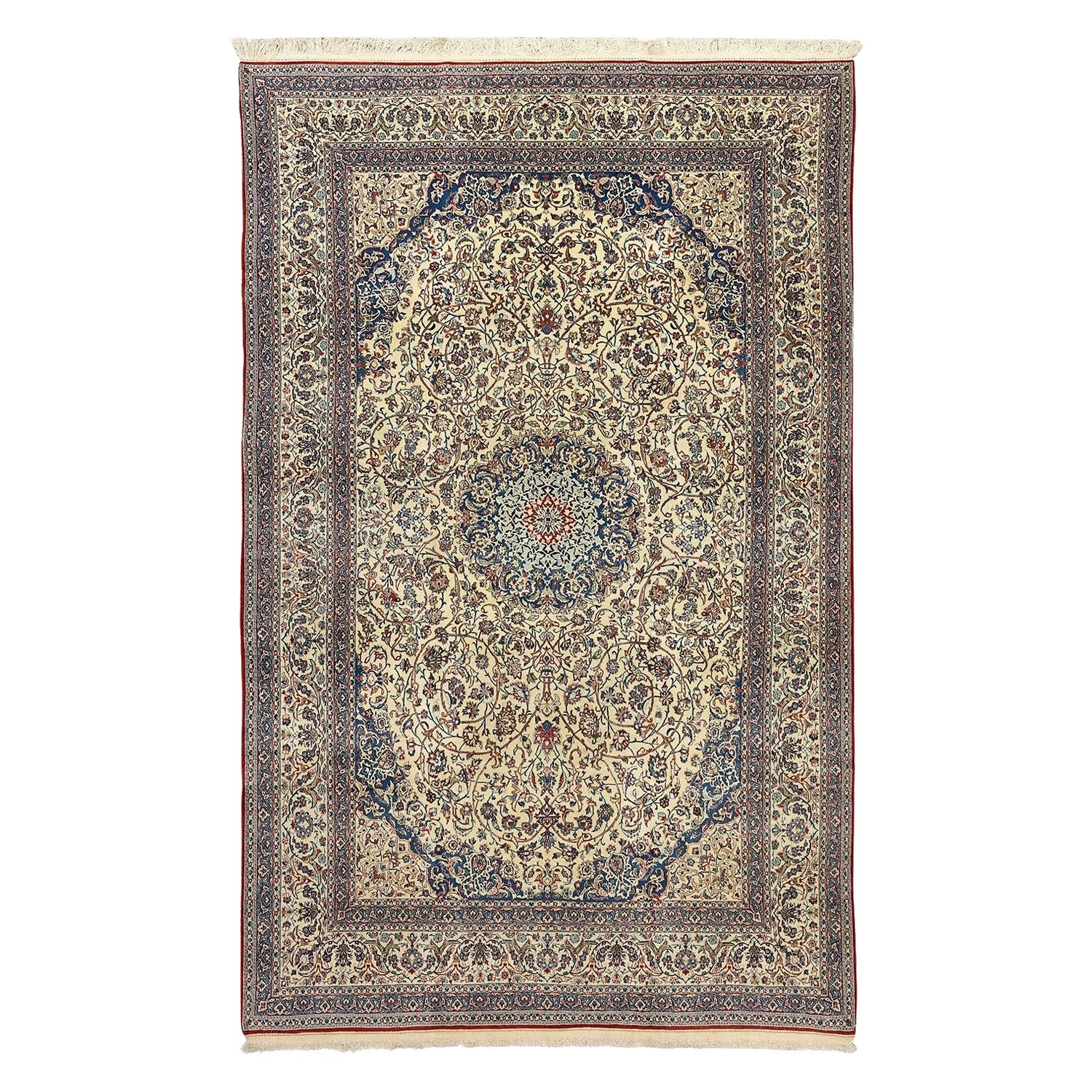 Vintage Tudeshk Persian Nain Rug i- Size: 11'9 X 7'4