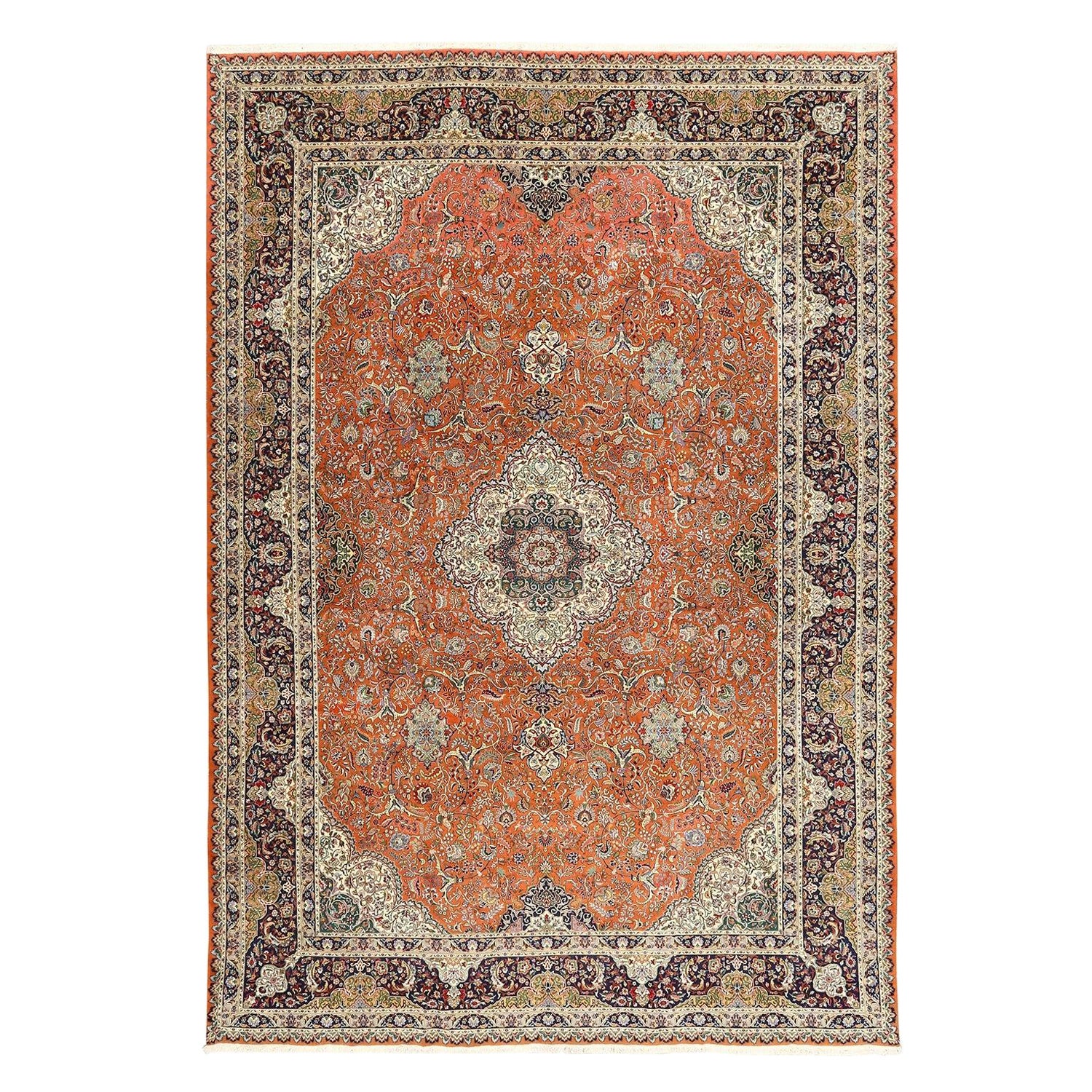Vintage Persian Tabriz Rug - Size: 16'7 X 11'9