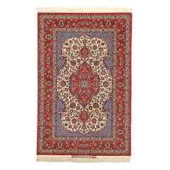 Vintage Persian Isfahan Rug in Kork and Silk - Size: 7'7 X 5