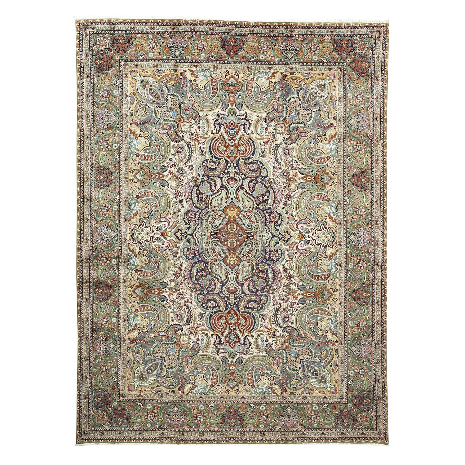Persischer Javan-Teppich aus Täbris im Vintage-Stil - Größe: 13'2x9'7