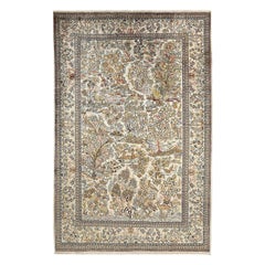 Vintage Persian Qom Rug in Pure Silk - Size: 7'2x4'8