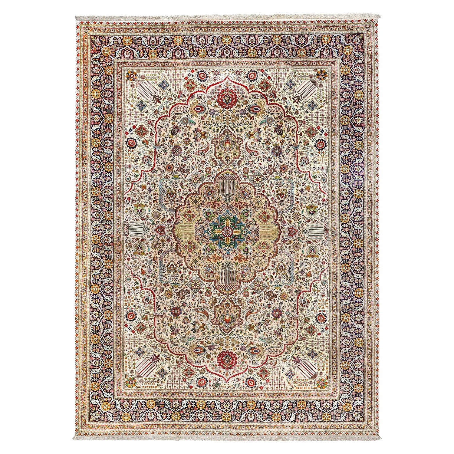 Vintage Persian Tabriz Rug - Size: 16' X 11'6