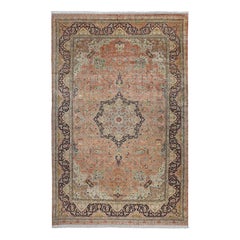 Alfombra Persa Tabriz Vintage de Seda Pura - Tamaño: 19'6 X 12'11