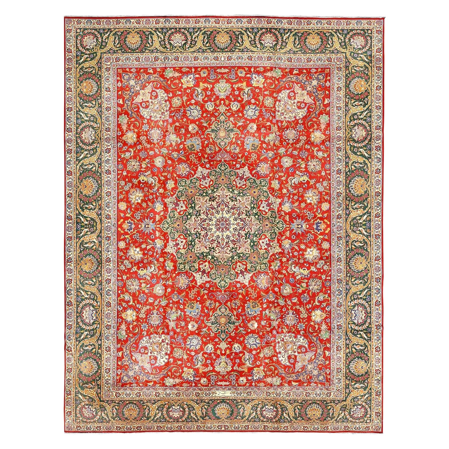 Vintage Persian Tabriz Rug - Size: 13'1 X 10'