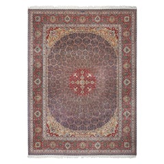 Tapis persan Tabriz vintage en laine et soie - Taille : 13'2 X 9'10