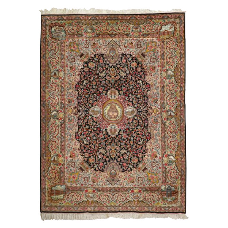 Tappeto persiano Tabriz vintage in kork e seta - Dimensioni: 13'7 X 10'
