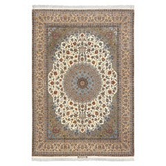 Vintage Persian Isfahan Rug in Kork and Silk - Size: 14'3 X 9'10