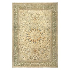Tapis persan Tabriz vintage en corail et soie - Taille : 16'4 x 11'3