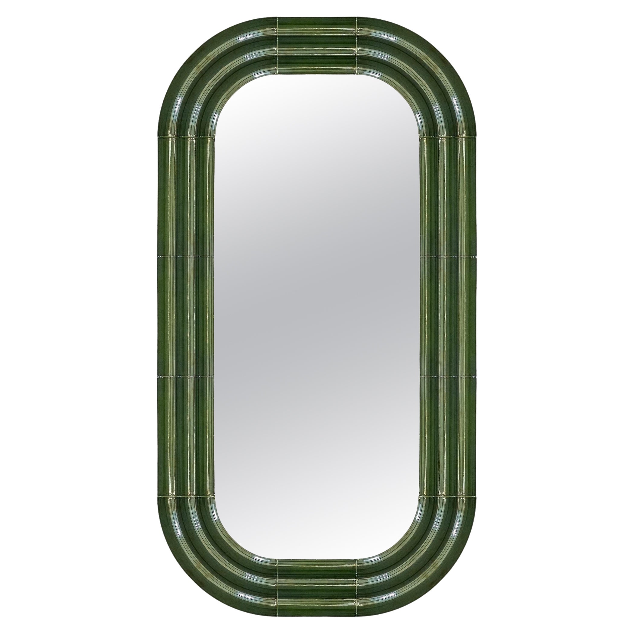 Contemporary Ceramic Mirror 'Elo 3' by Pani Jurek, 150-80 Green