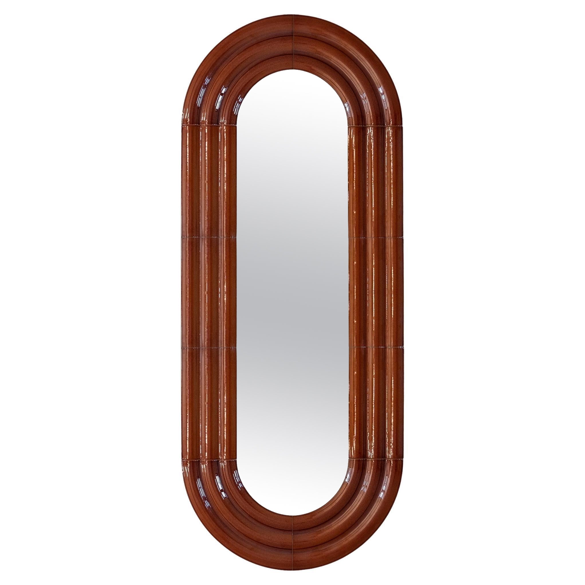 Contemporary Ceramic Mirror 'Elo 2' by Pani Jurek, 150-60 Brown