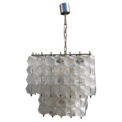 Lampadario Venini Cubi 1960s Vetro di Murano Trasparente Minimalista