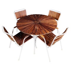 Daneline BKS Garden Set 4 Stacking Chairs & Folding Sunburst Table Danish