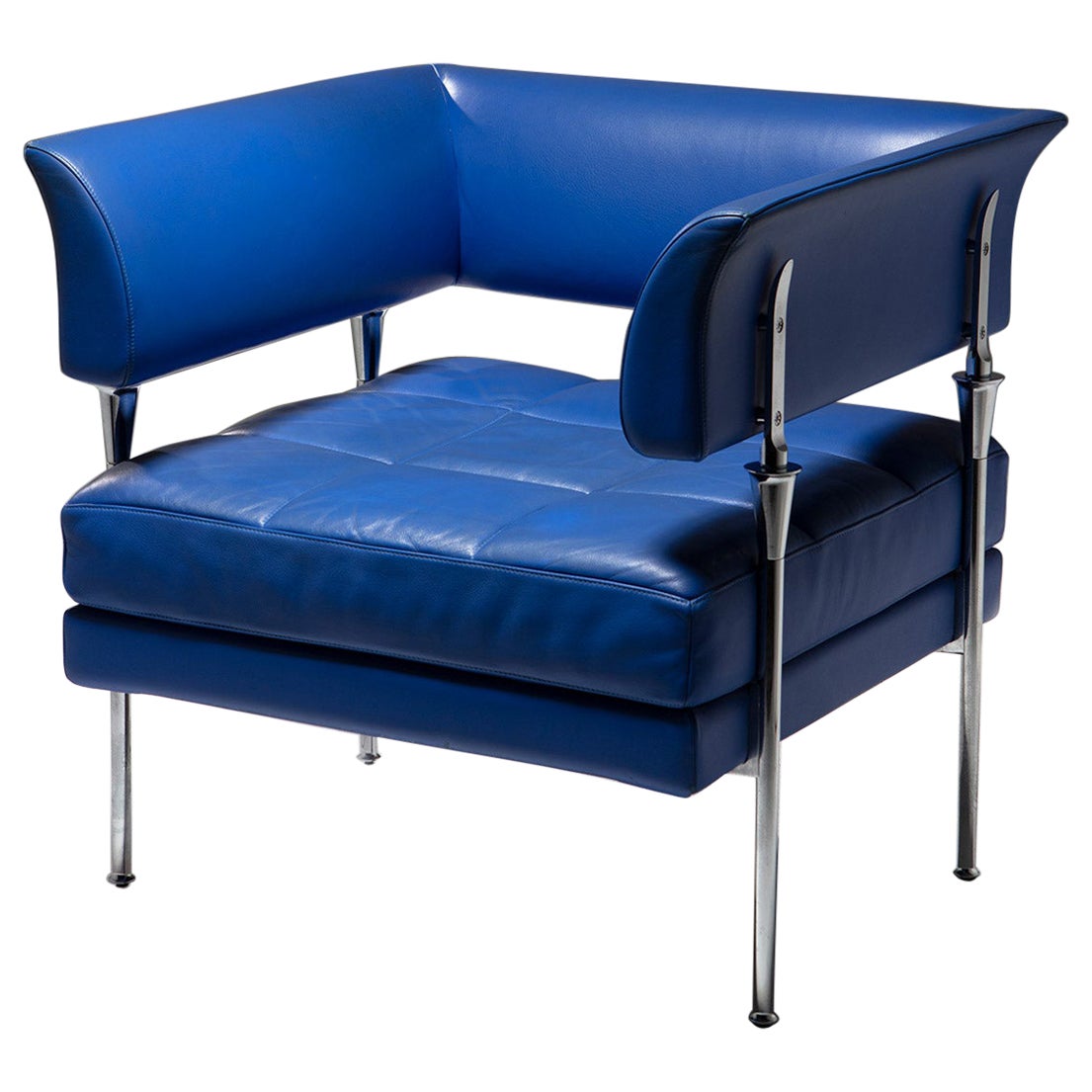 "Hydra" Blue Lounge Chair by Luca Scacchetti for Poltrona Frau, Italy, 1990s