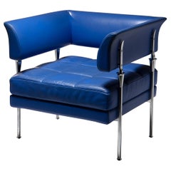 "Hydra" Blue Lounge Chair by Luca Scacchetti for Poltrona Frau, Italy, 1990s