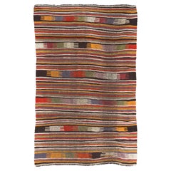 5.5x9 Ft Kilim Boho vintage coloré fait à la main. Tapis de style éclectique tissé à plat